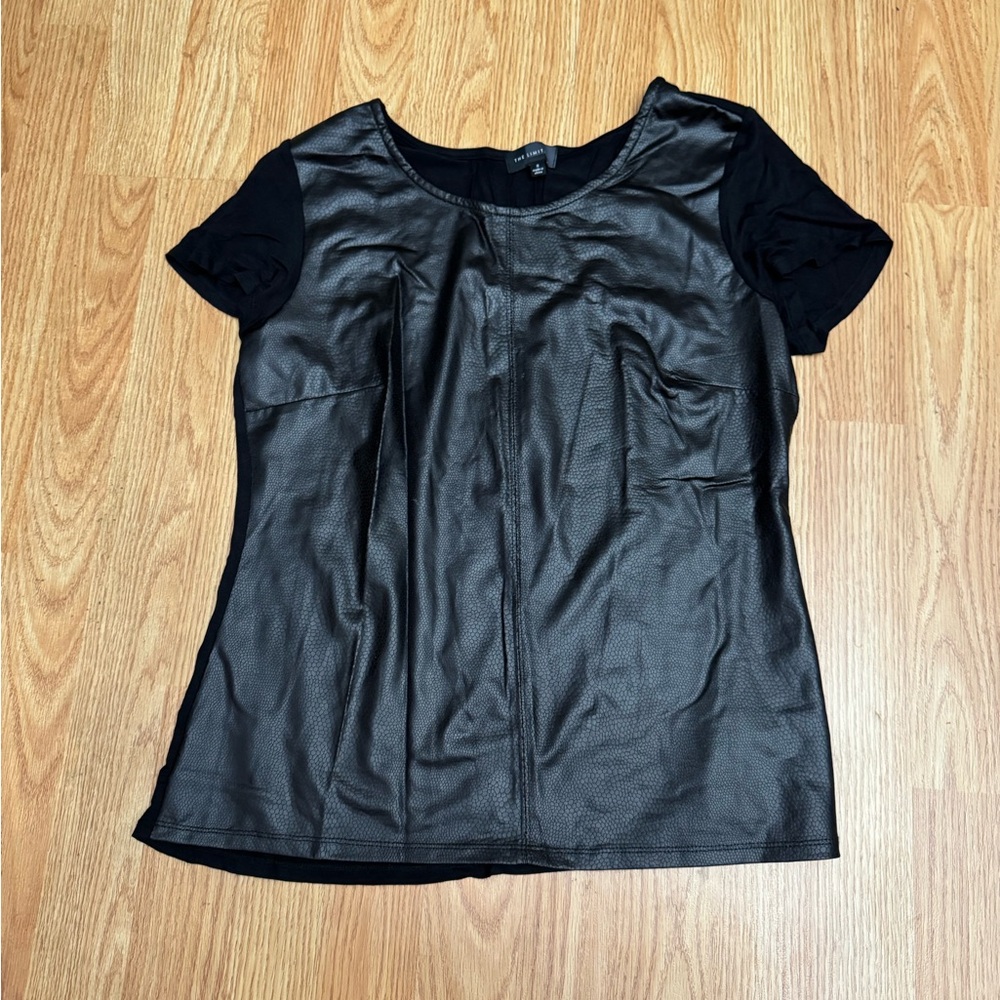 Black Faux Leather Women's Top